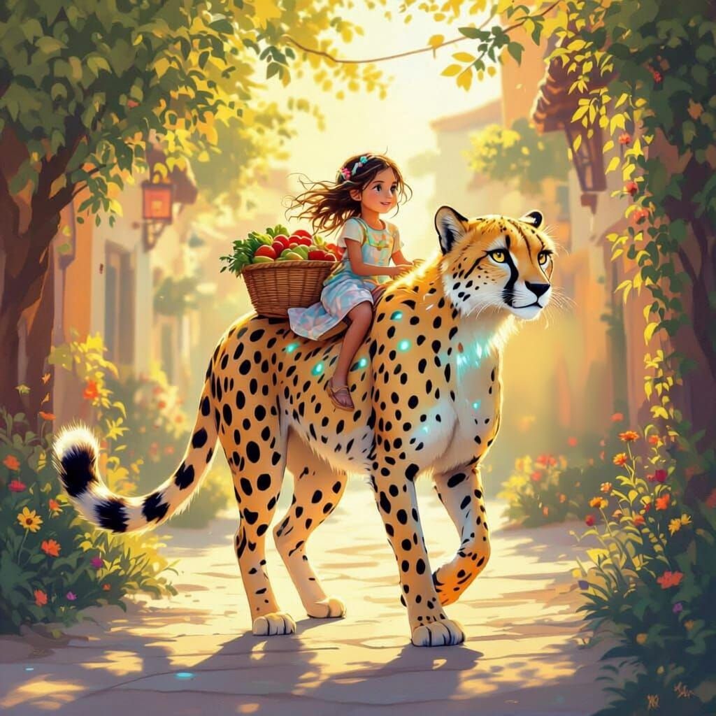 Magical Cheetah Gives Girl a Grocery Ride