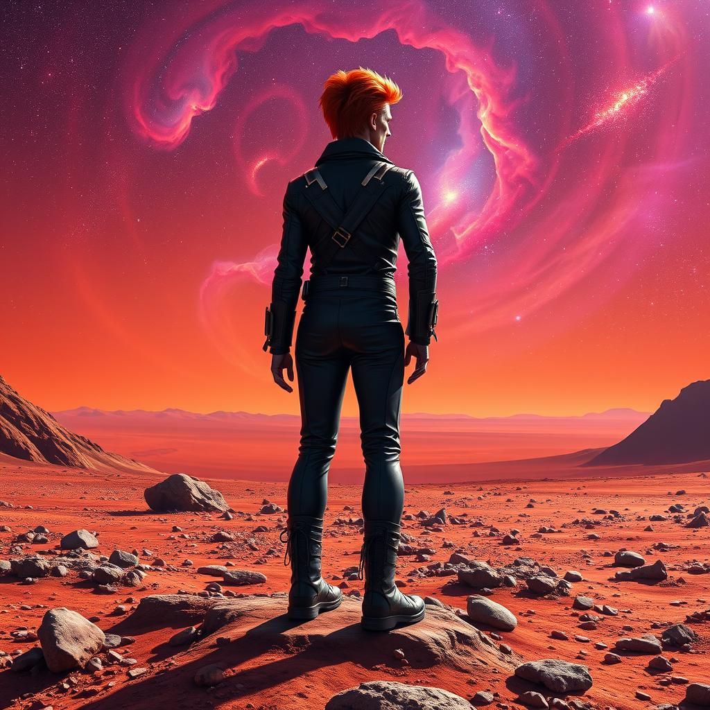 David Bowie on Mars in Psychedelic Style