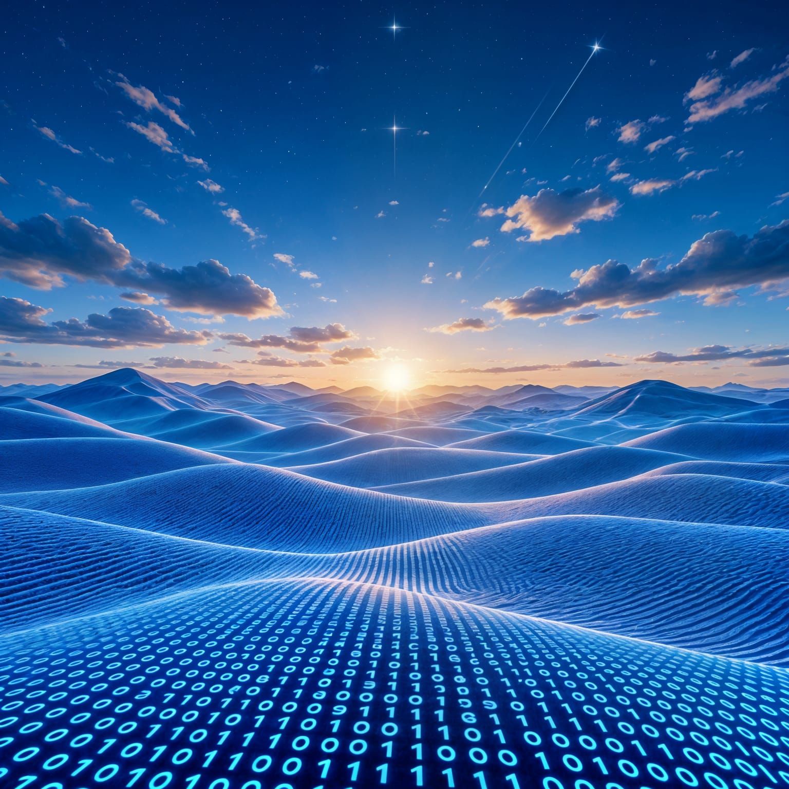 Binary Code Landscape in Digital Art Style