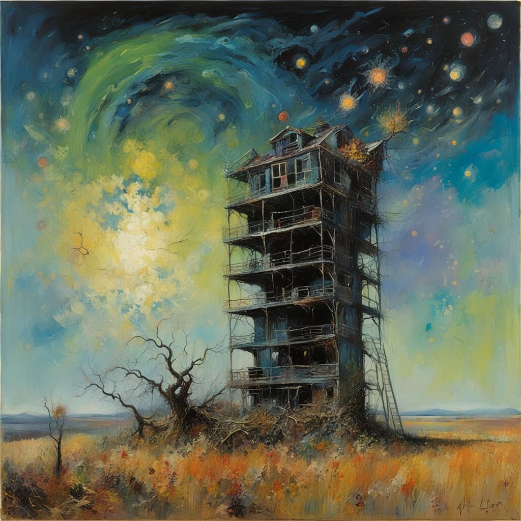 Surreal Industrial Landscape Inspired by Science Fiction Art