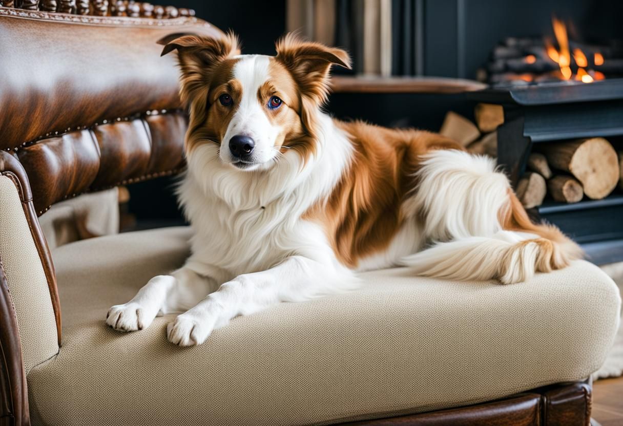 Cozy Border Collie by Fireside