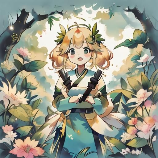 Kawaii Portrait in Chinese Painting Style