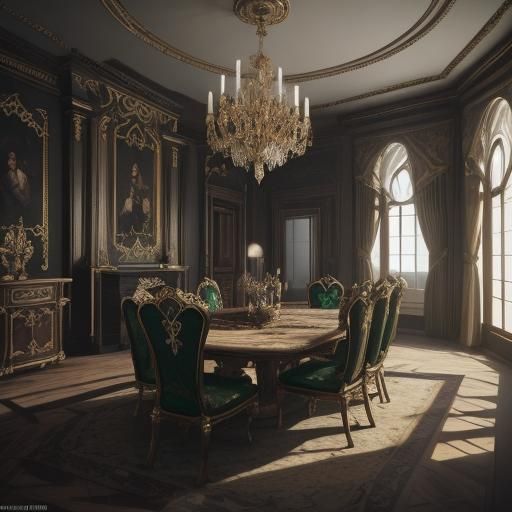 Aristocratic Dark Mansion Interior in 3D