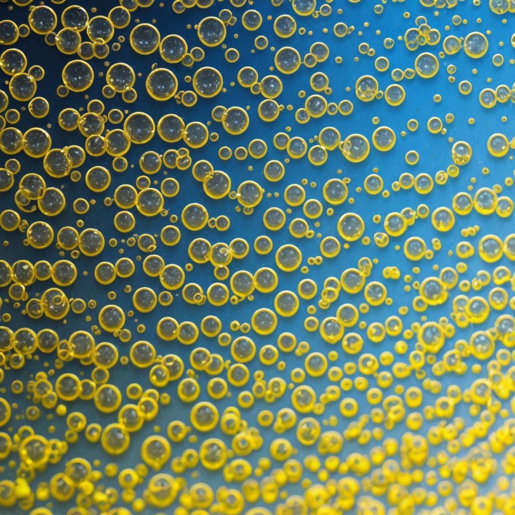 Golden Oil Droplets in Water Macro Photography