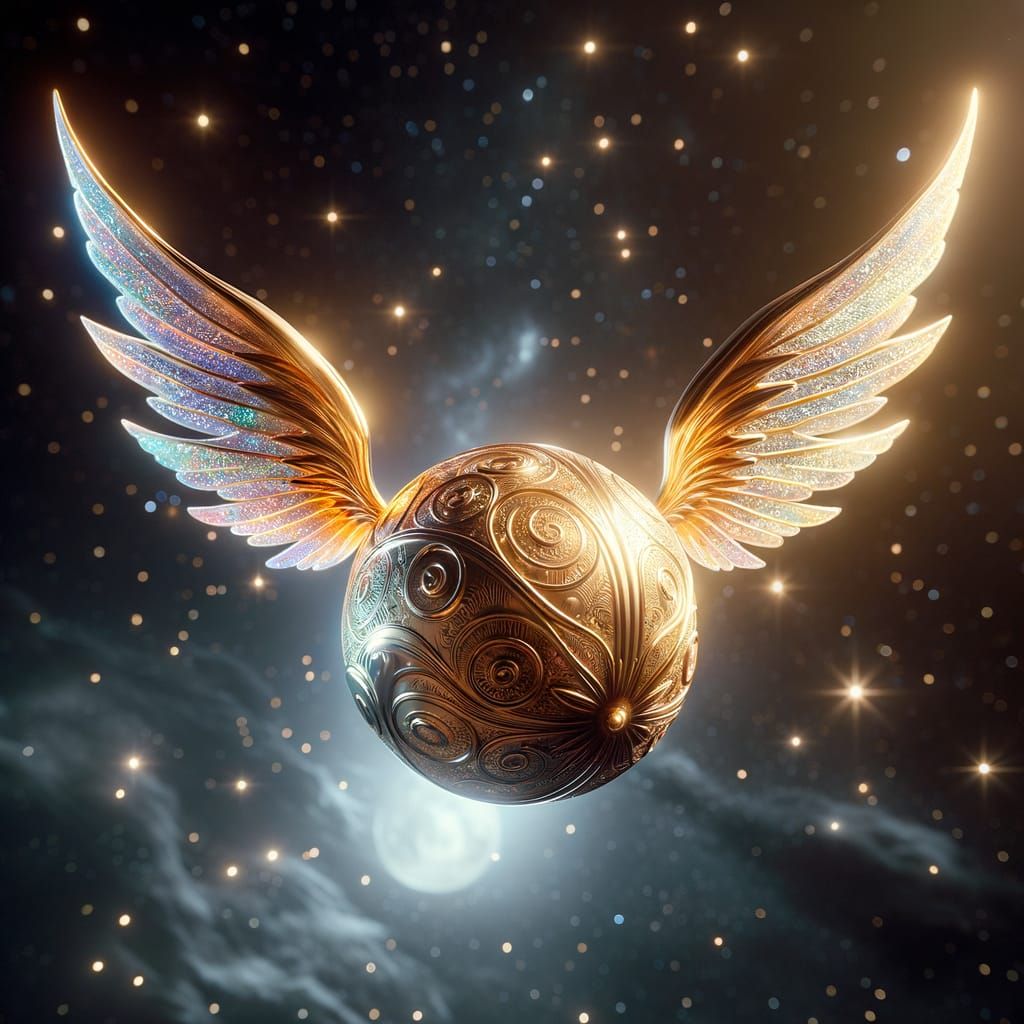 Golden Snitch in Starry Night: Digital Illustration