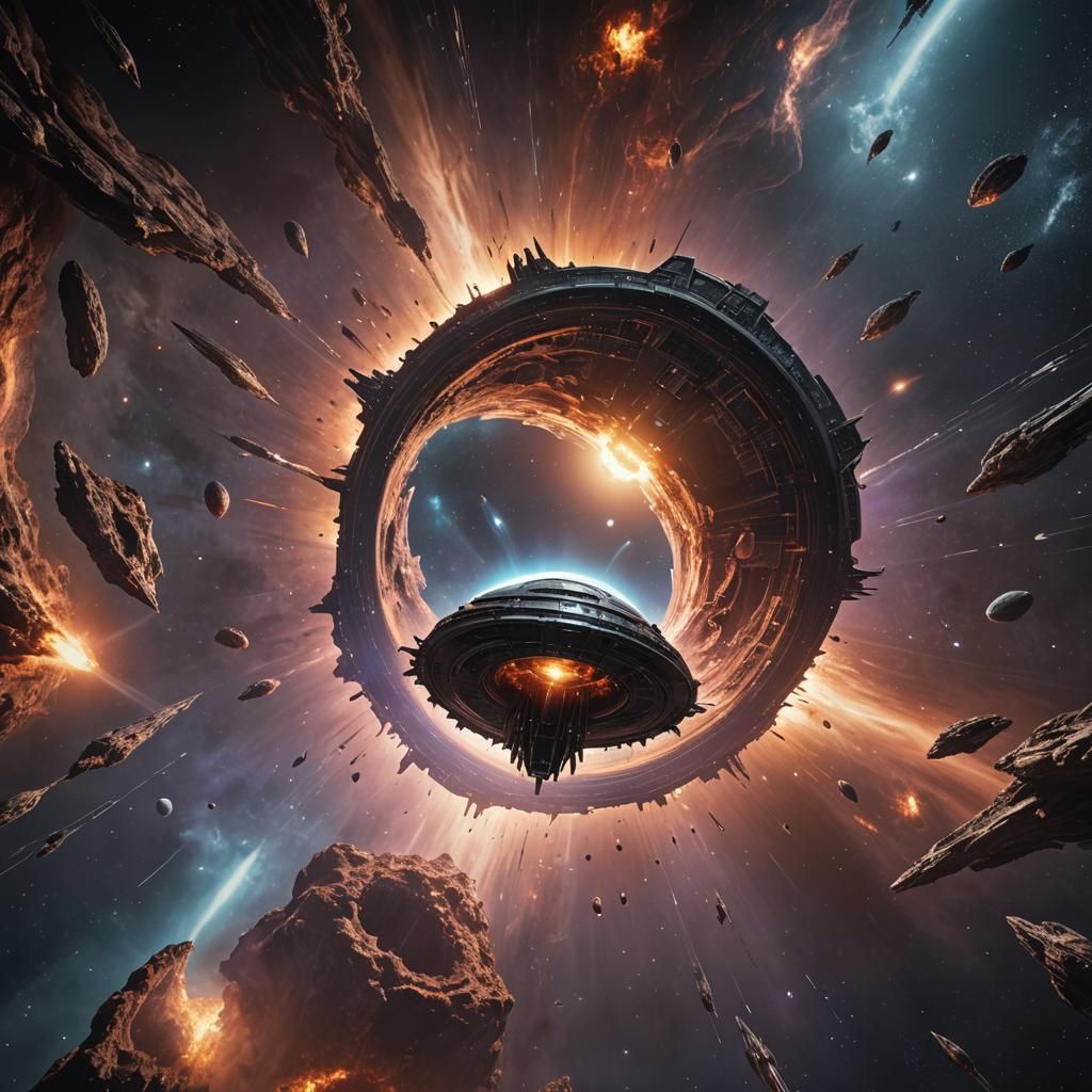 Alien Spaceship Emerges from Blackhole in Space