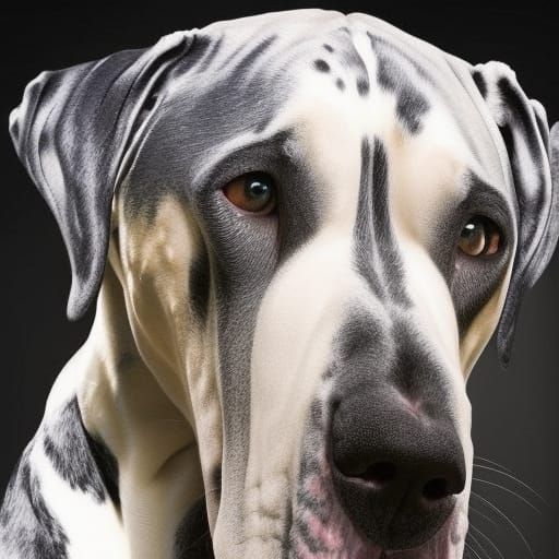 Great Dane dog with proper gray fur& very adorable face