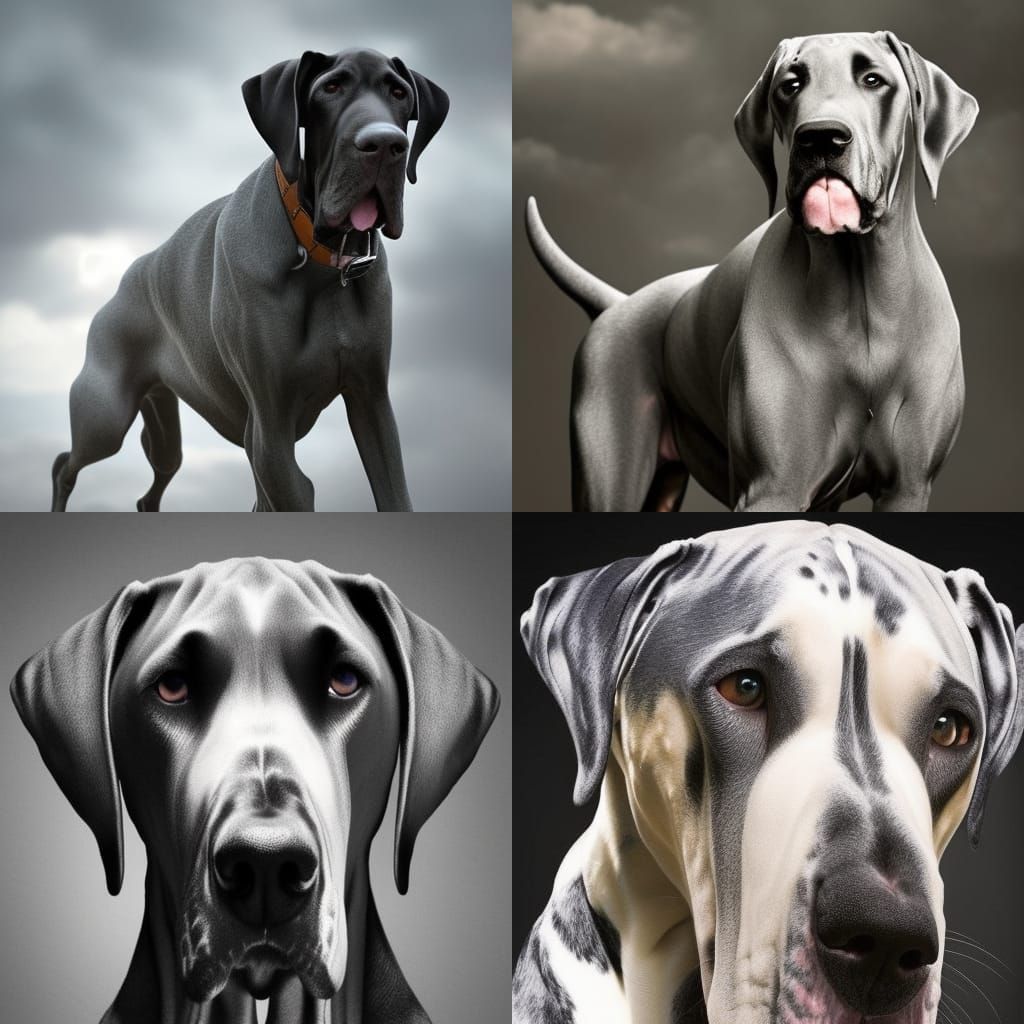Great Dane dog with proper gray fur& very adorable face