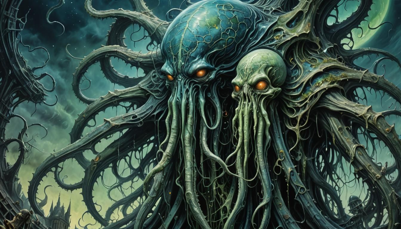 Surreal Undead Illithid in Bioluminescent Astral Dreamscape