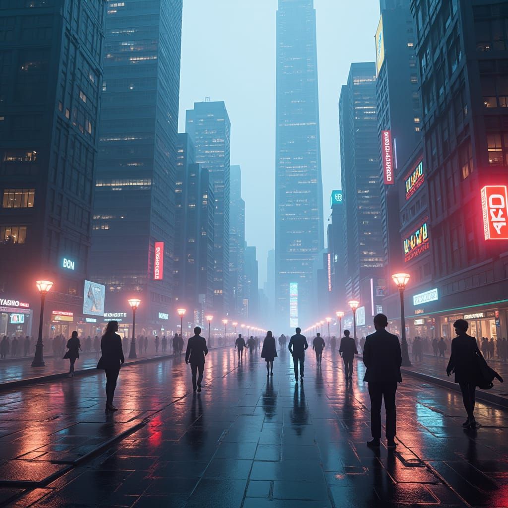 Futuristic Cityscape: Digital Consciousness in 2090