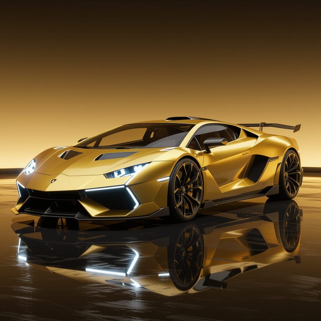 Futuristic Lamborghini Concept Car in 8K Photorealistic Styl...