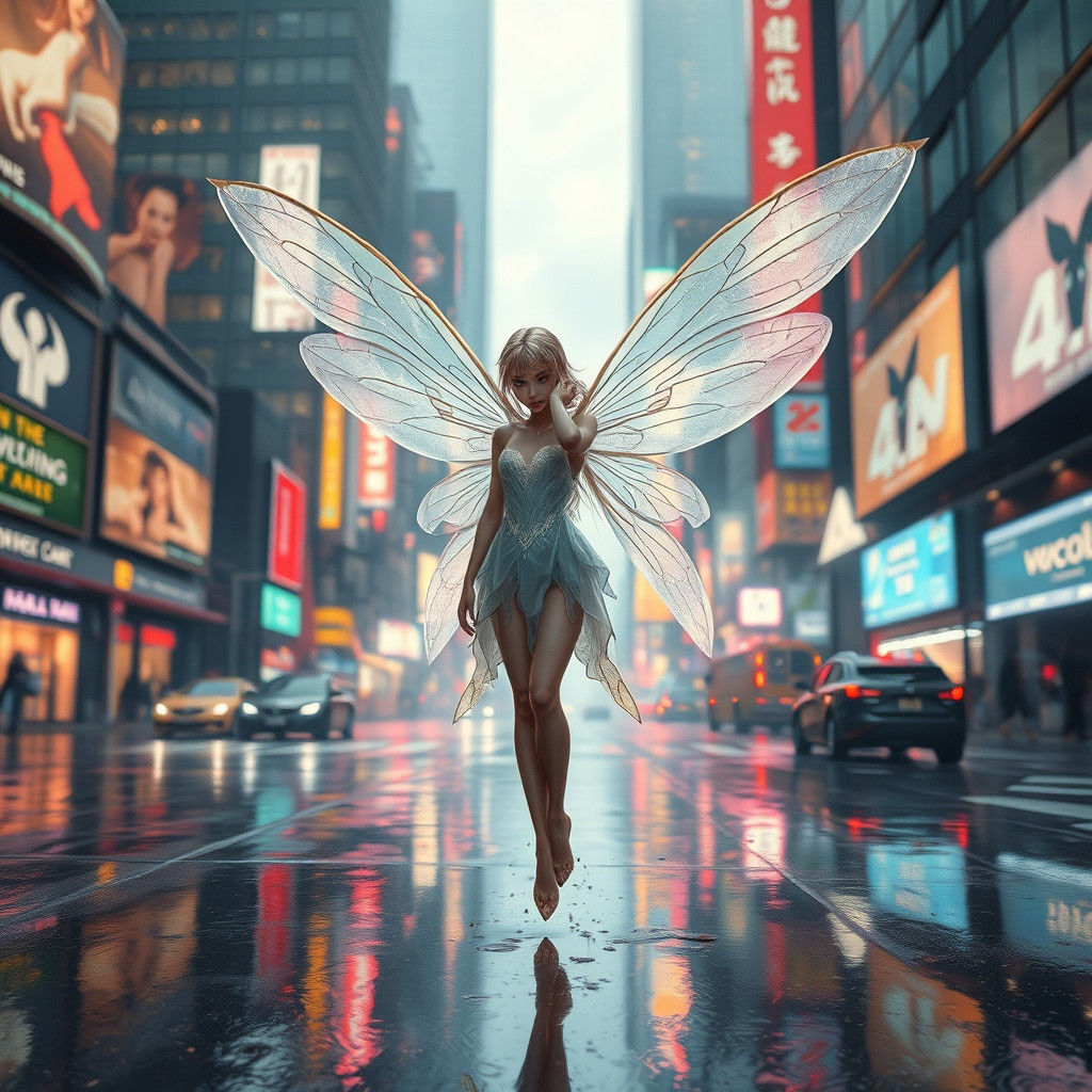 Ethereal Fairy in City Lights: Fantasy Concept Art