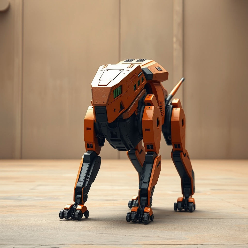 Futuristic Robot Dog in Brutalist Style