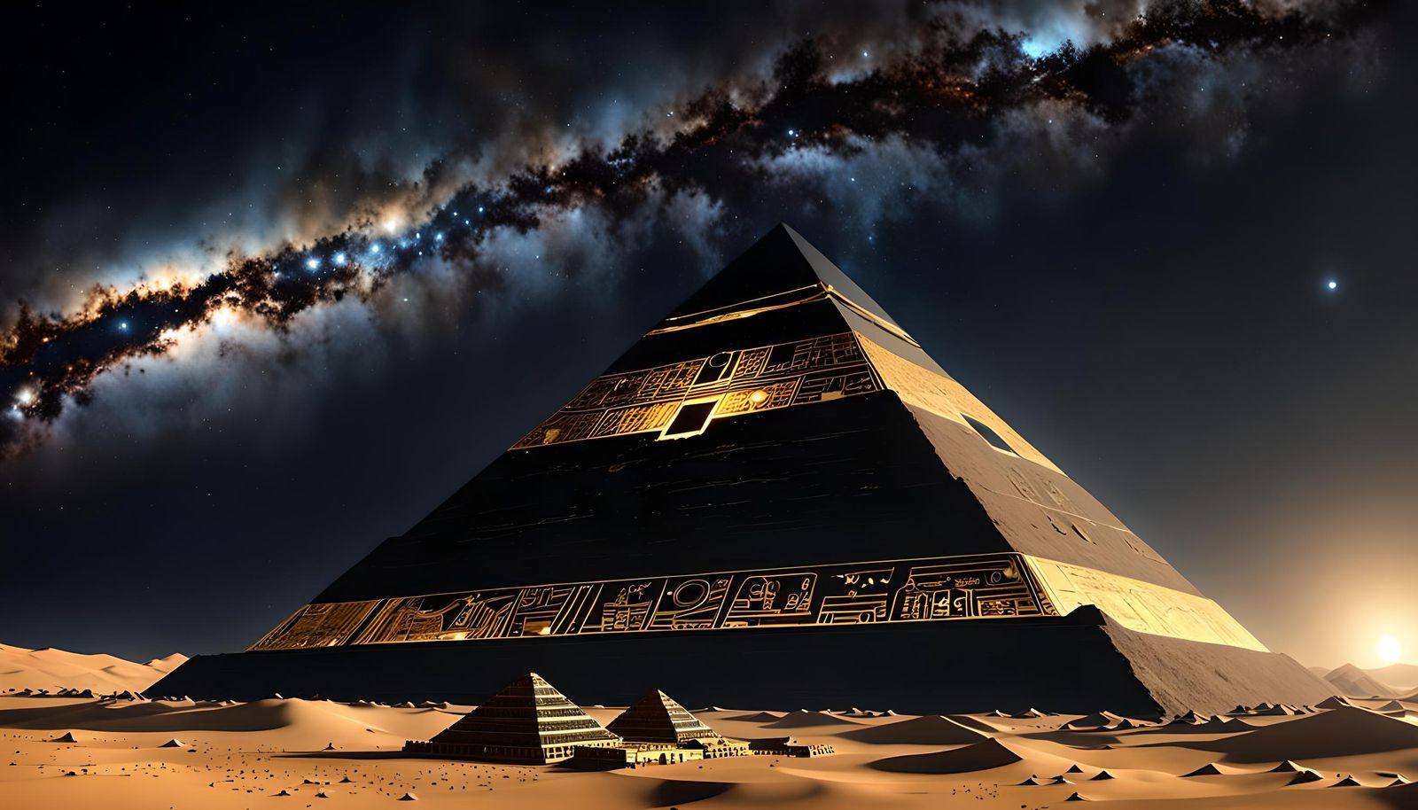 Egyptian Space Station Pyramid in Orbit, Sci-Fi Art