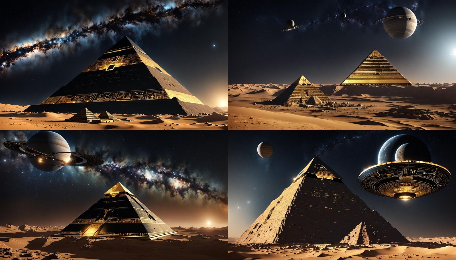 Egyptian Pyramid Space Station Orbiting Saturn