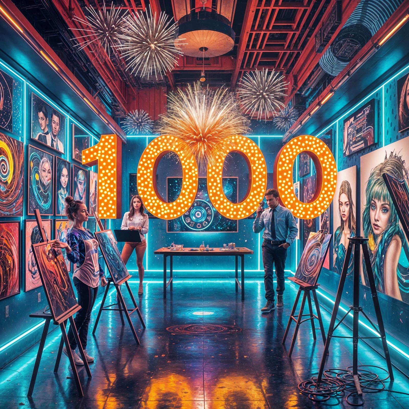 Futuristic Art Gallery Celebrates NightCafe's 1000th Challen...