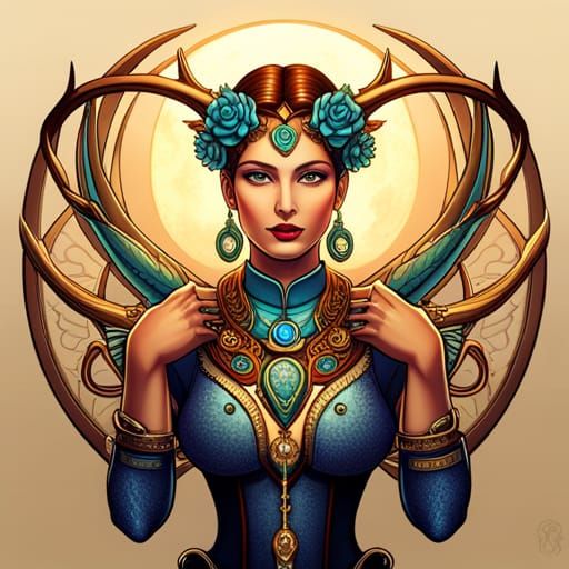 Steampunk Cybernetic Atlantean Princess Digital Painting