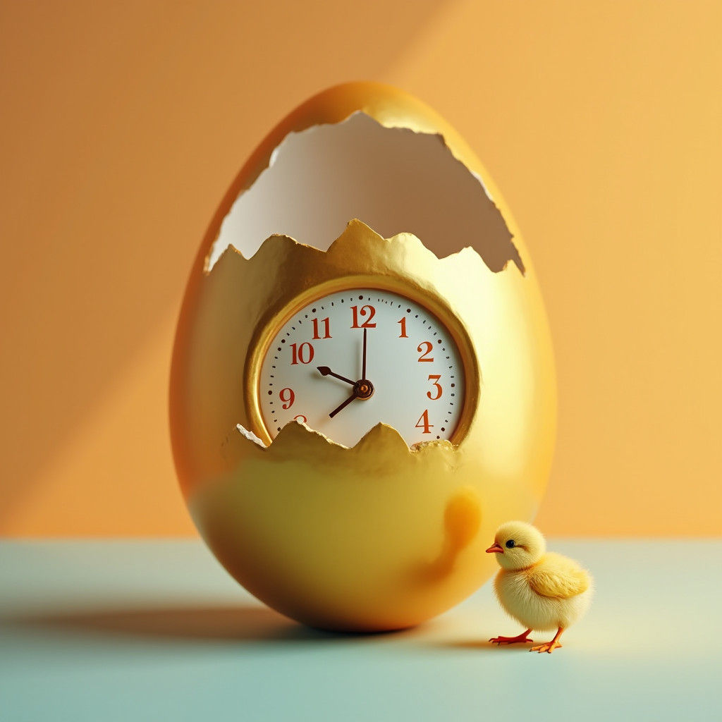Golden Clockwork Easter Egg in 3D Hyperrealism