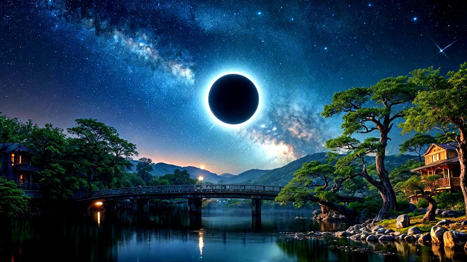 Ethereal Intergalactic Eclipse with Bonsai