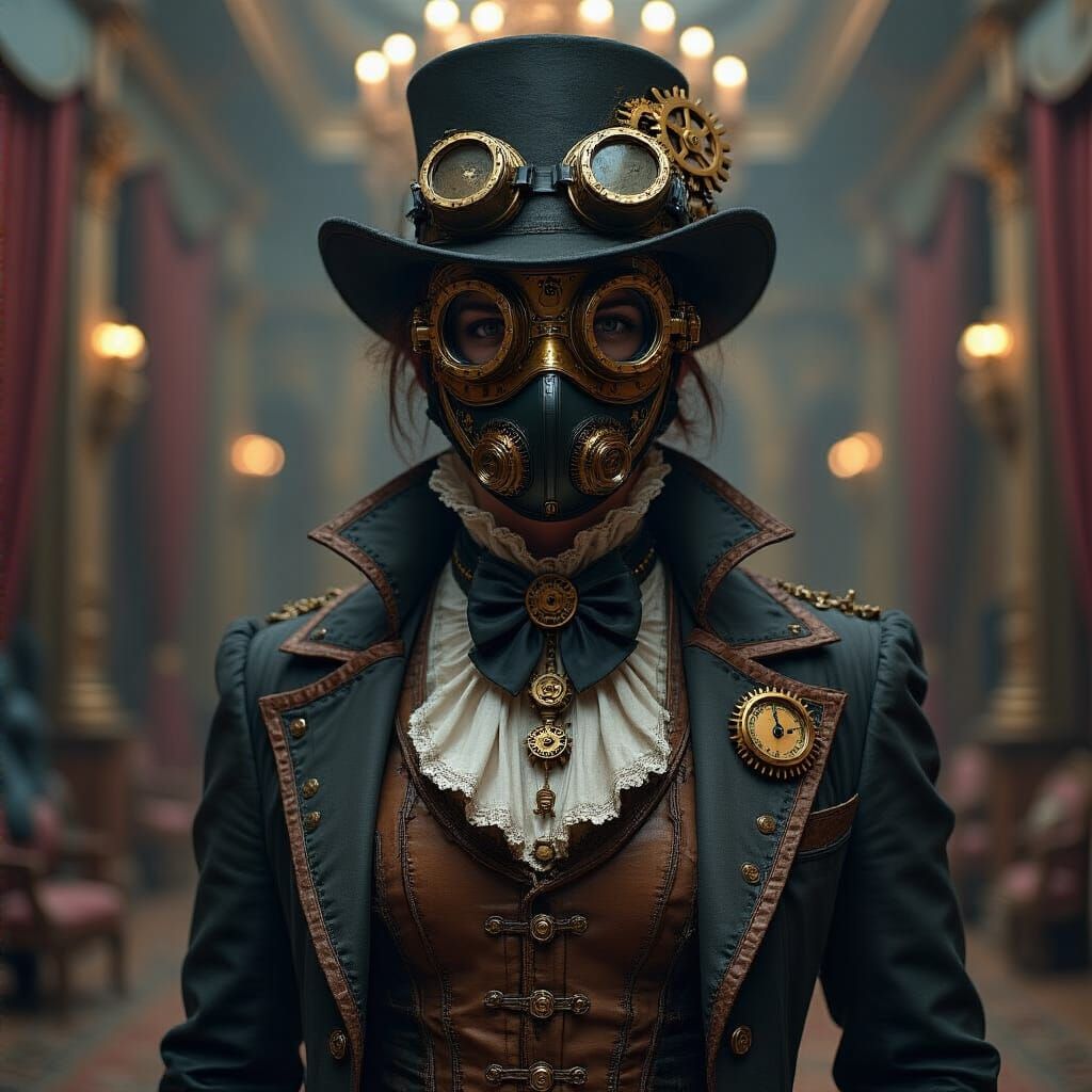 Steampunk Masquerade Ball with Masked Figure
