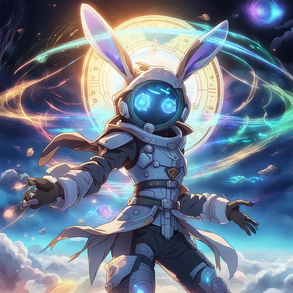 Sci-Fi Witch Bunny Skydiving with Occult Powers