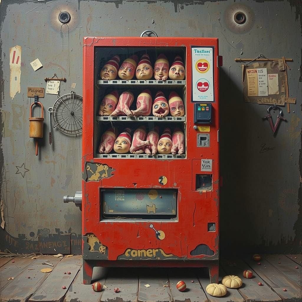 Surreal Vending Machine of Horror Candy Dolls