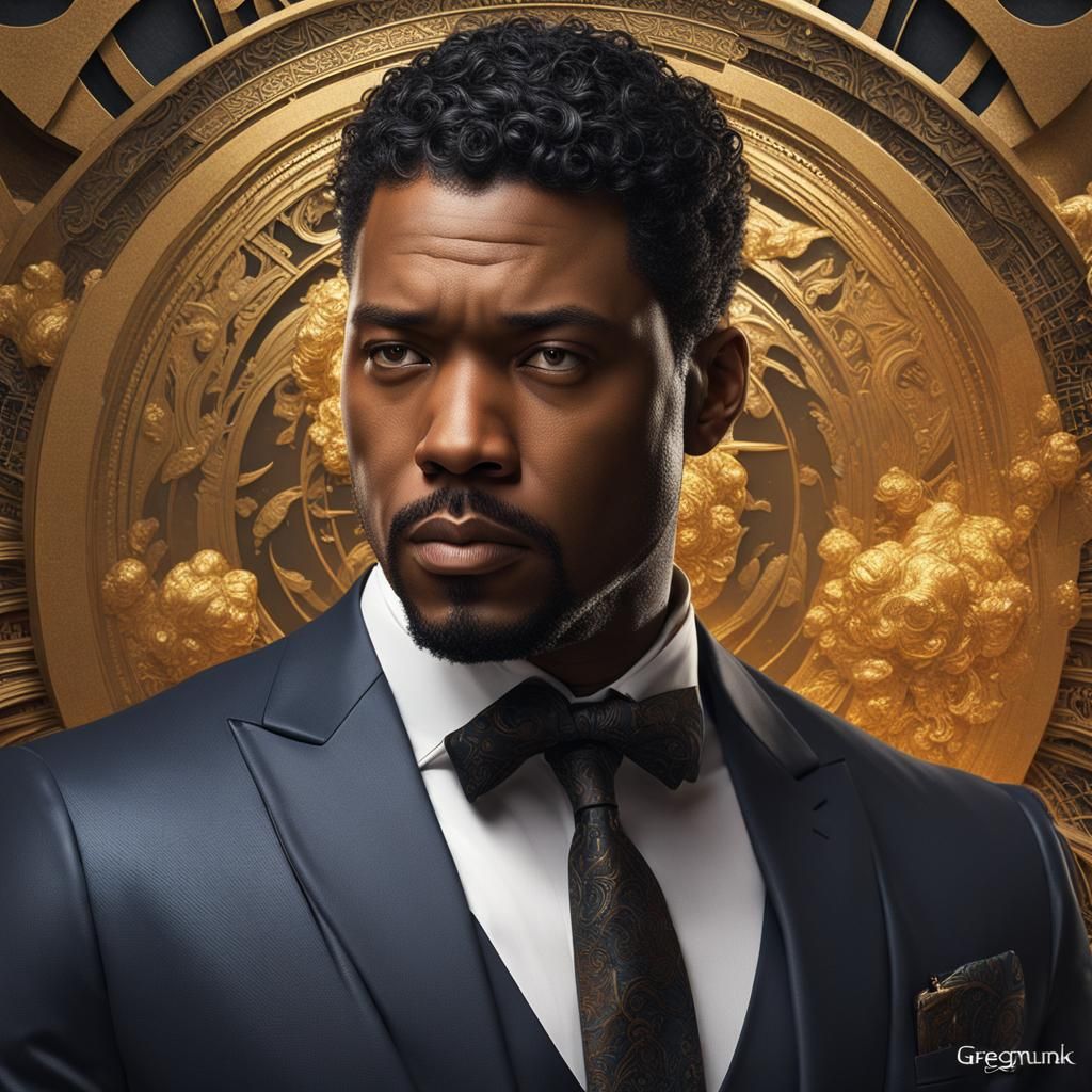 Detailed Portrait of an African American Father in Suit