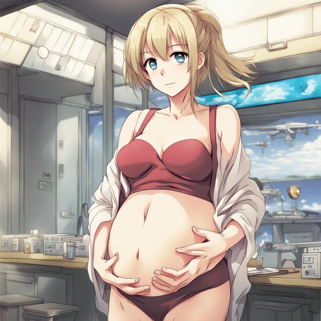 Pregnant Anime Girl in Manga Style