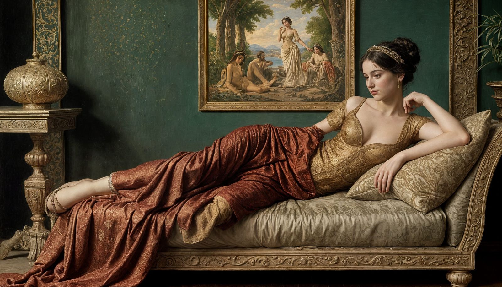 Sensual Odalisque in Warm, Sunlit Splendor, à la Comerre