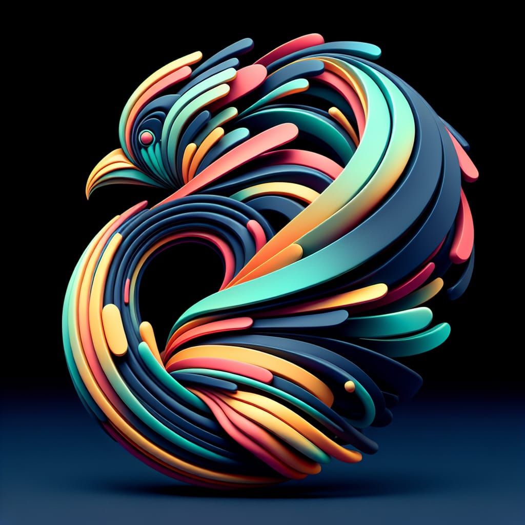 Abstract Bird Creature in Flight, 3D Render