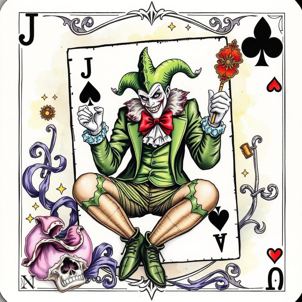 Joker Cornucopia Card in Art Nouveau Style
