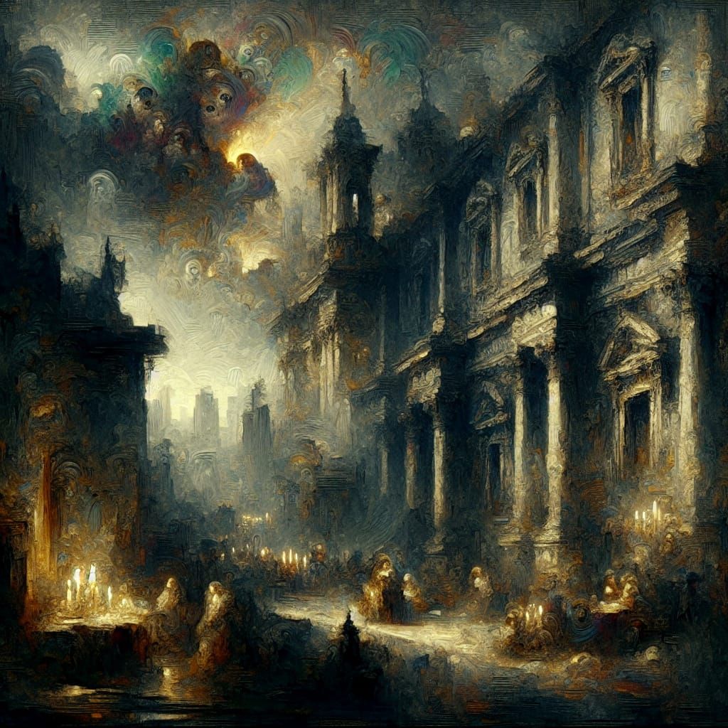 Sinister Scene with Enigmatic Haze and Shadows