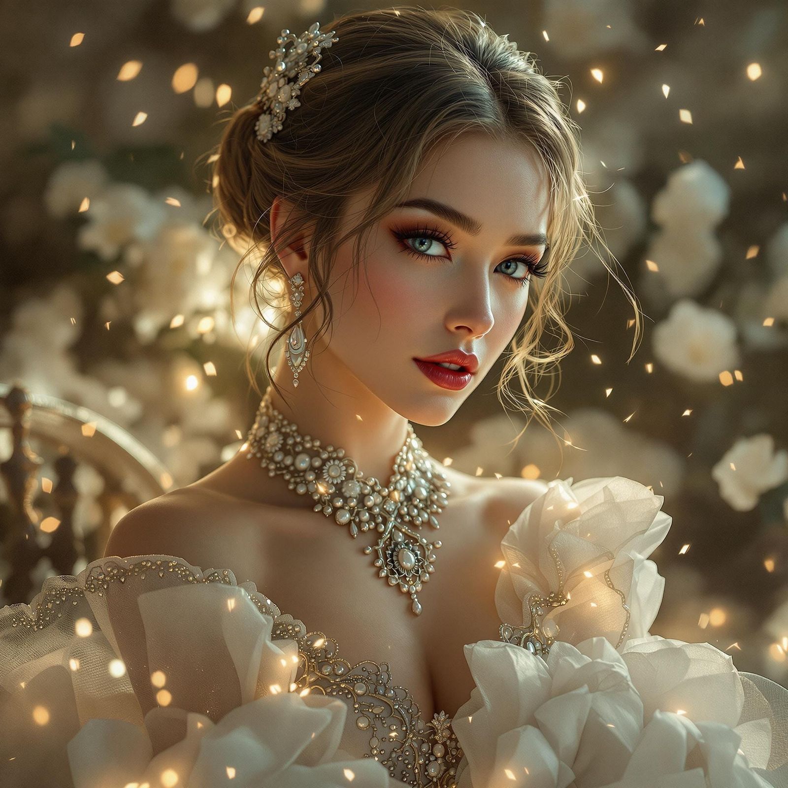 Elegant Woman in Dreamlike Photorealistic Portrait