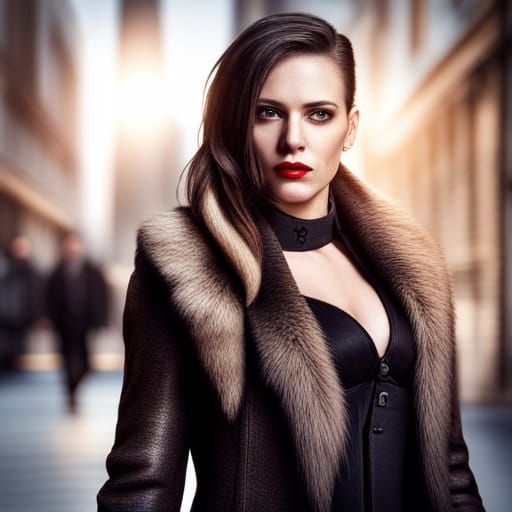 Hyperrealistic Female Mafia Boss in Fur Coat