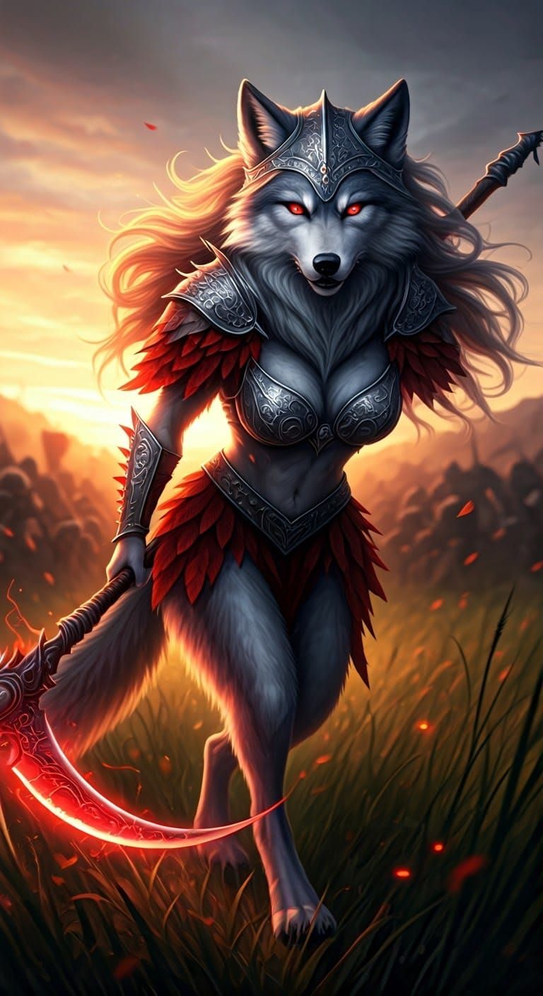 Gray Wolf Valkyrie in Battle Garb