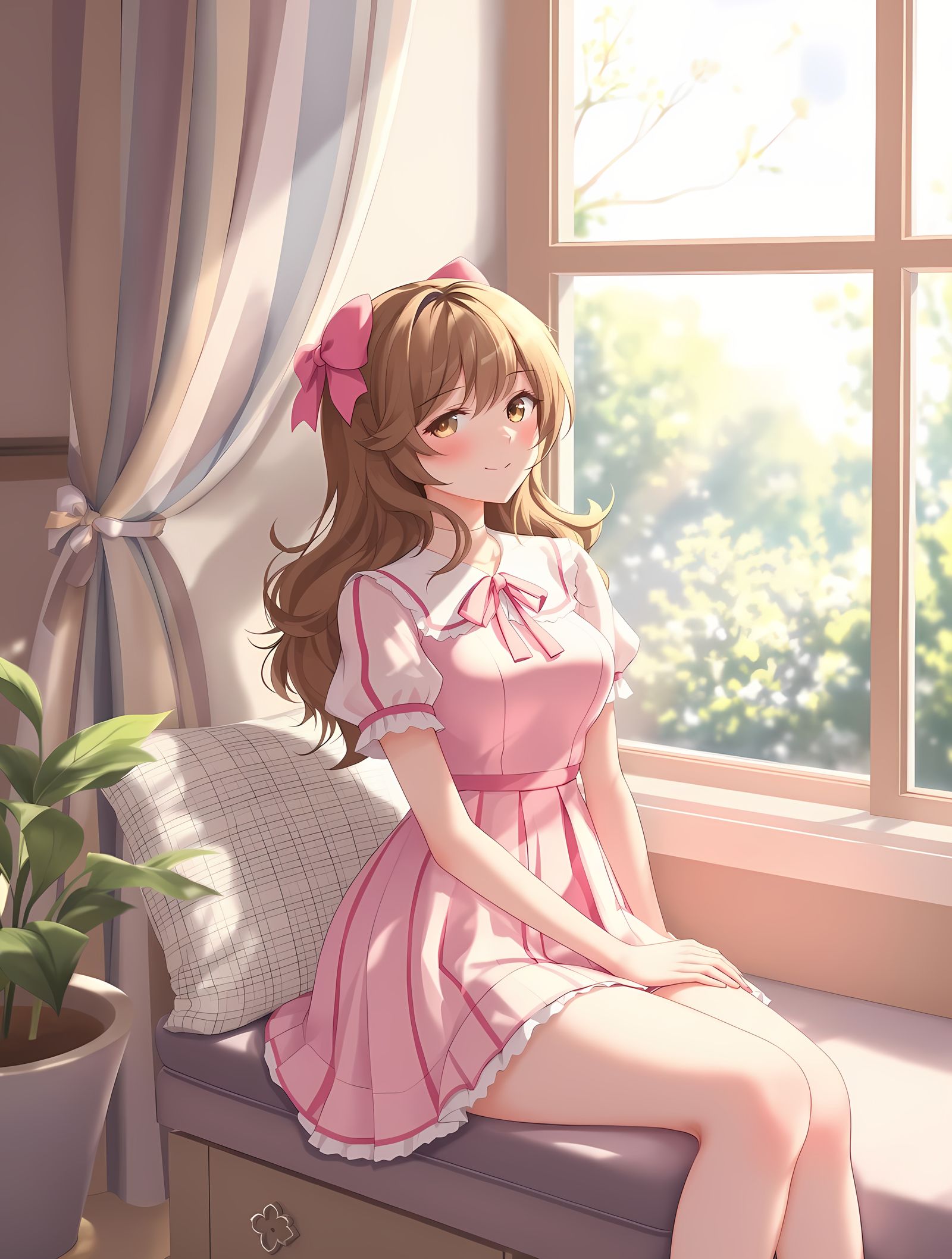 Anime-Style Cosplayer in Cozy Living Room