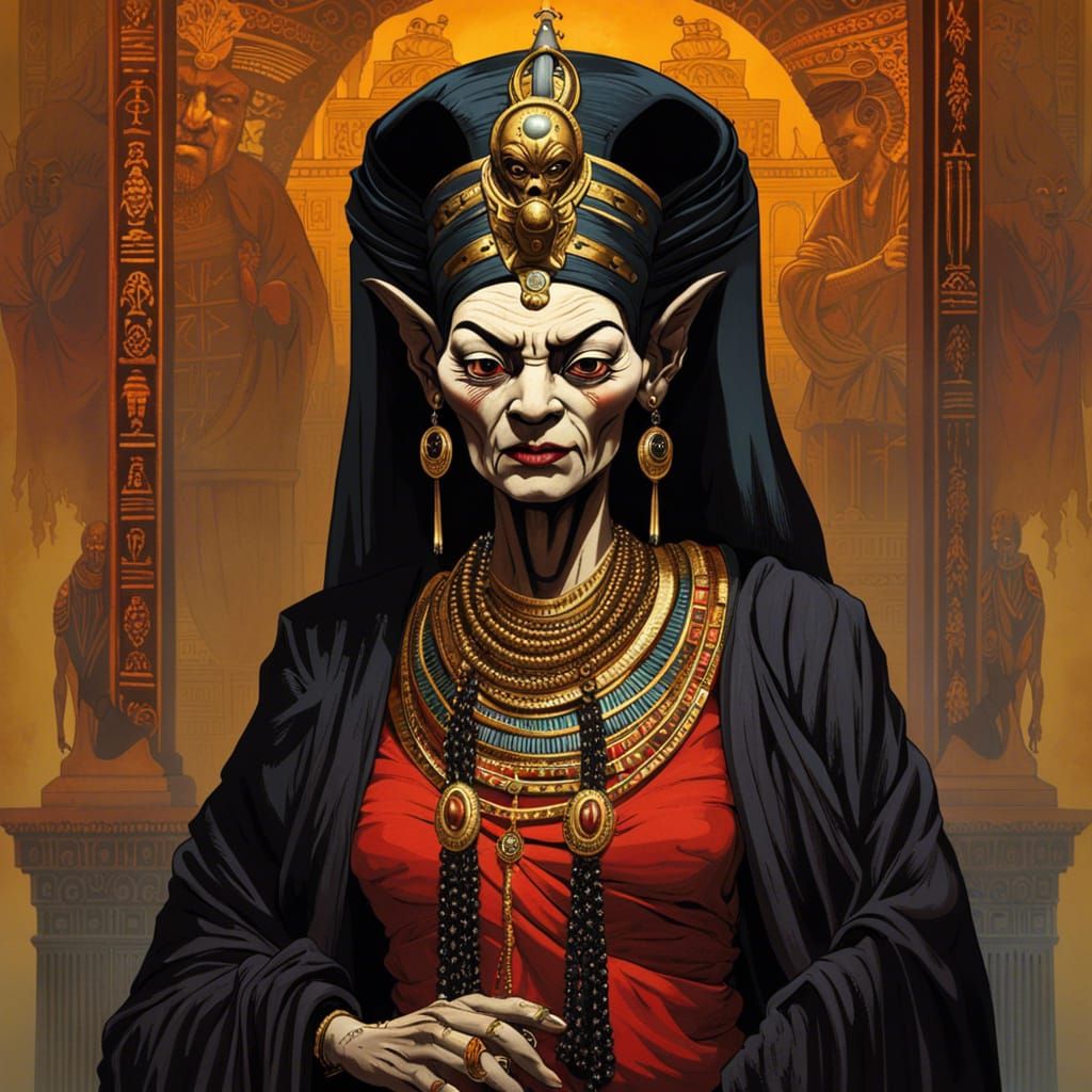Egyptian Ghoul Queen in Hyperreal Style
