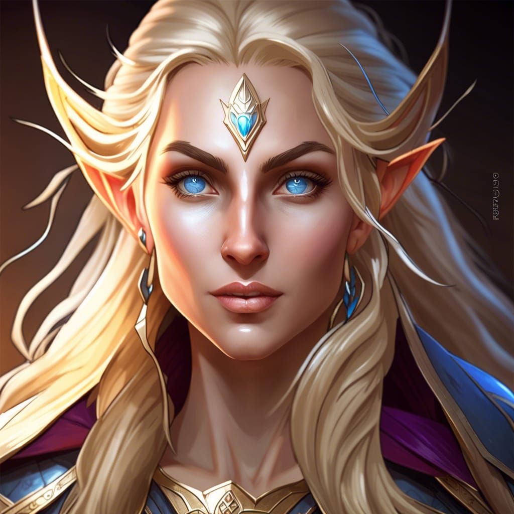 Beautiful High Elf Portrait in Detailed Digital Art Style