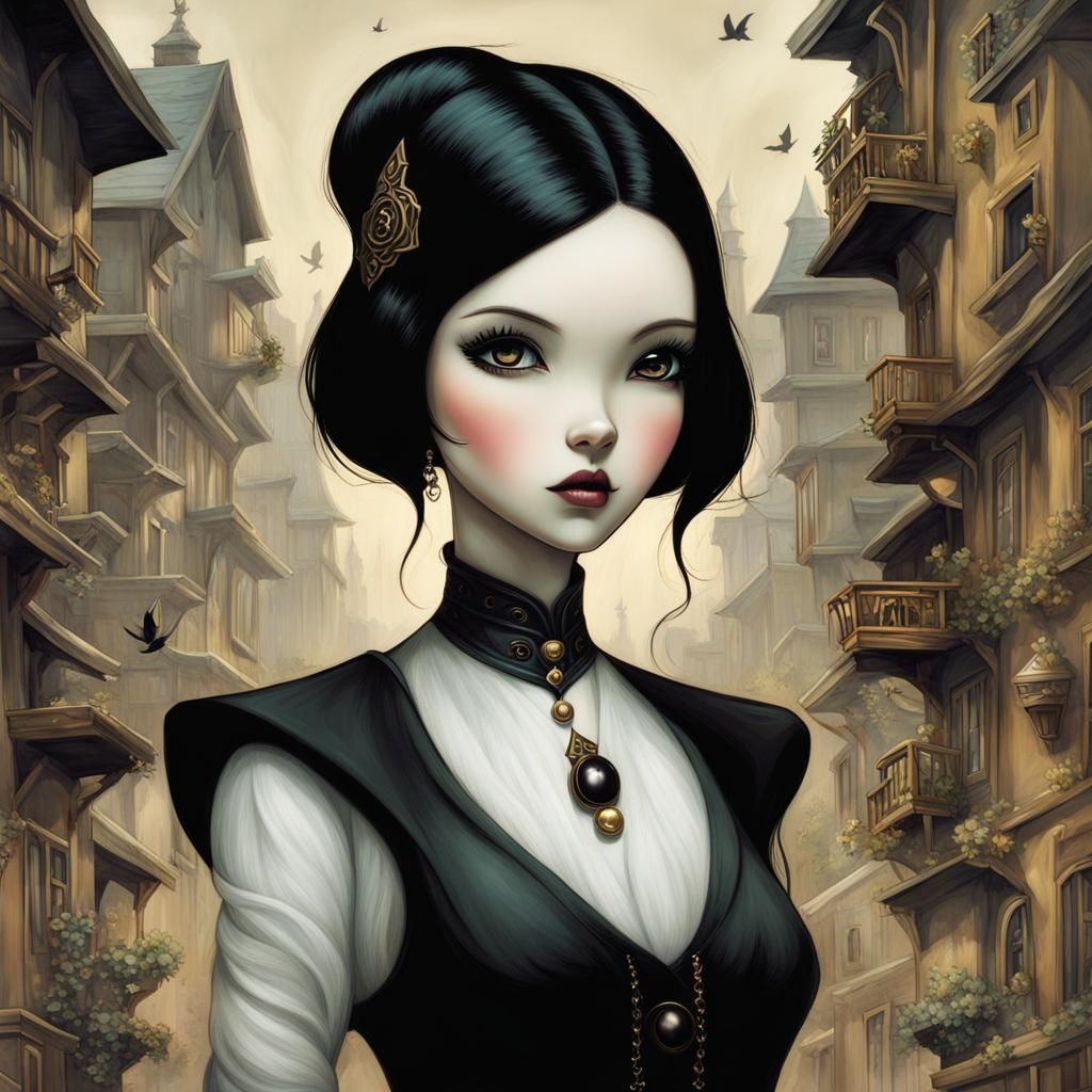 Adorable Chibi Witch Illustration in Storybook Style