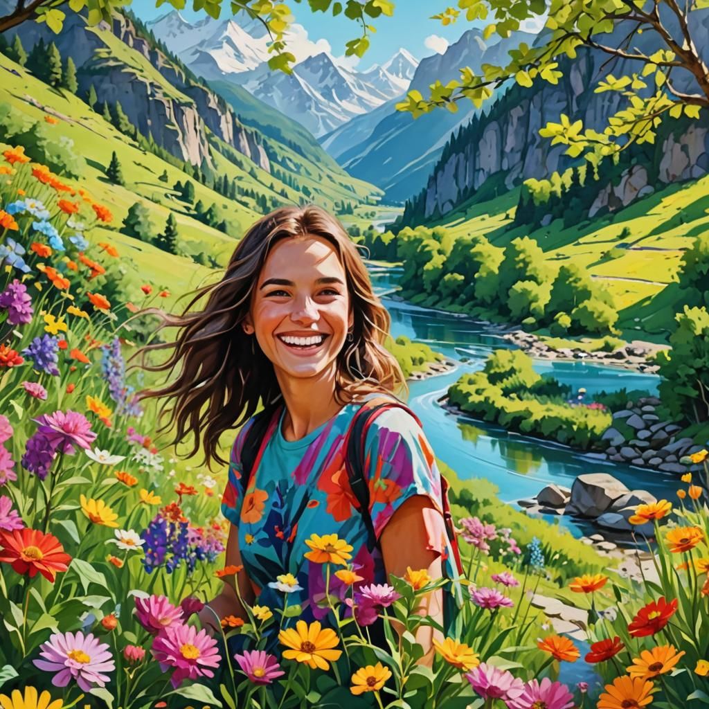Vibrant Natural Landscape with Joyful People