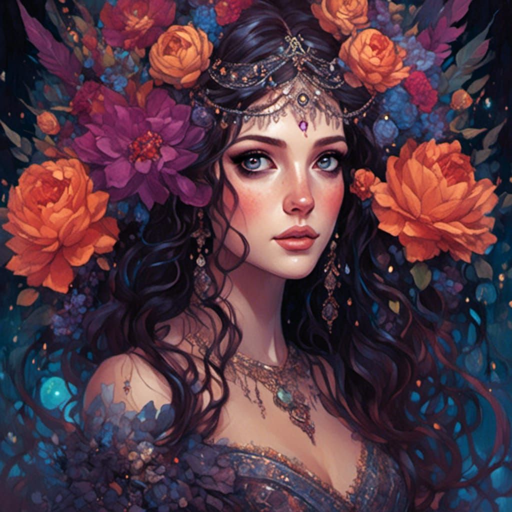 Luminous Bride Portrait in Tim Burton Style