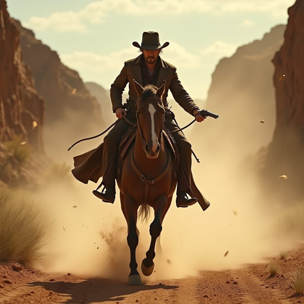 Dusty Canyon Gunslinger in Cinematic Western Style
