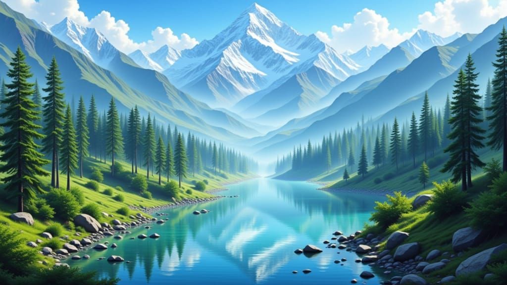 Majestic Himalayan Mountains in Shinkai Style