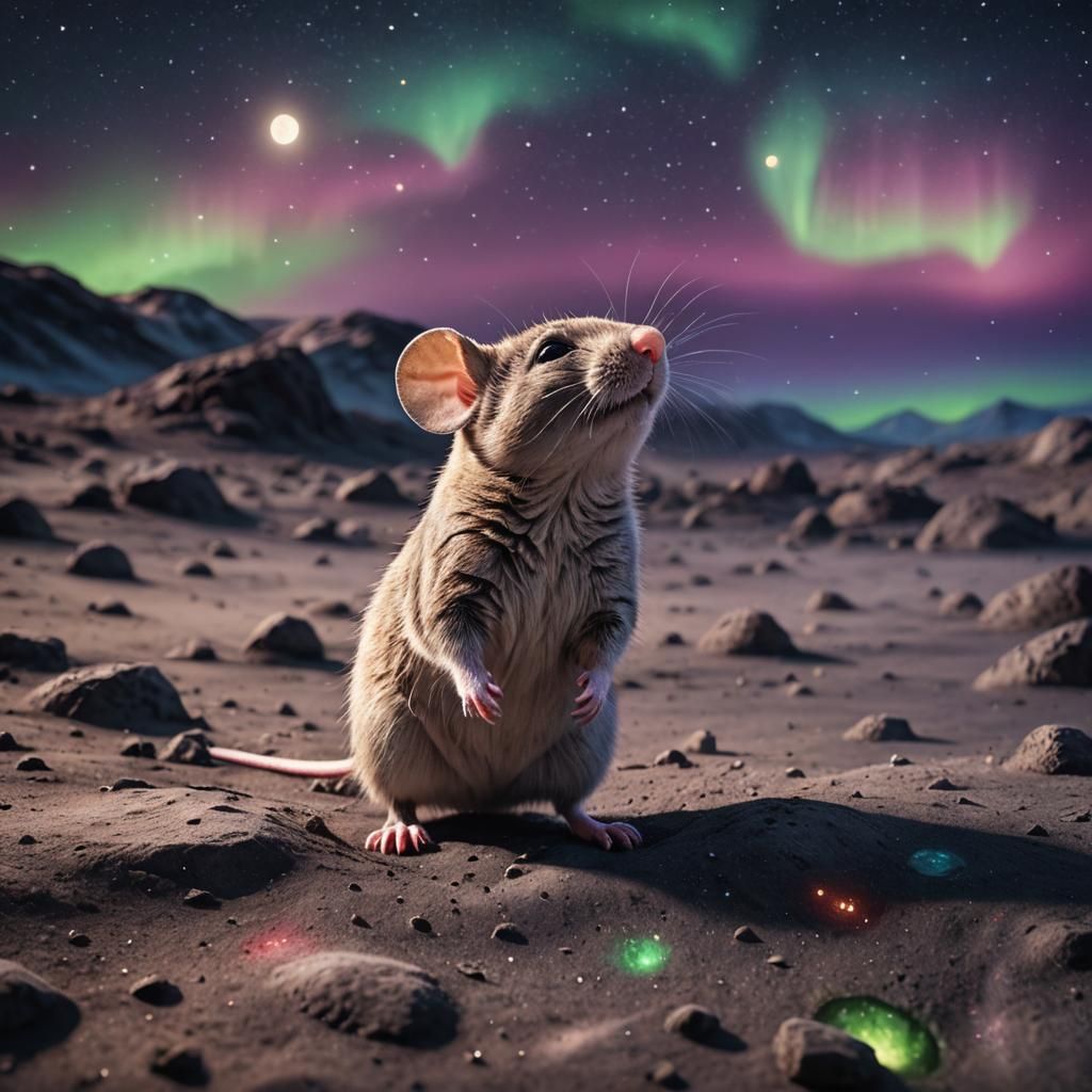 Mouse on the Moon: Hyper-Realistic Night Sky