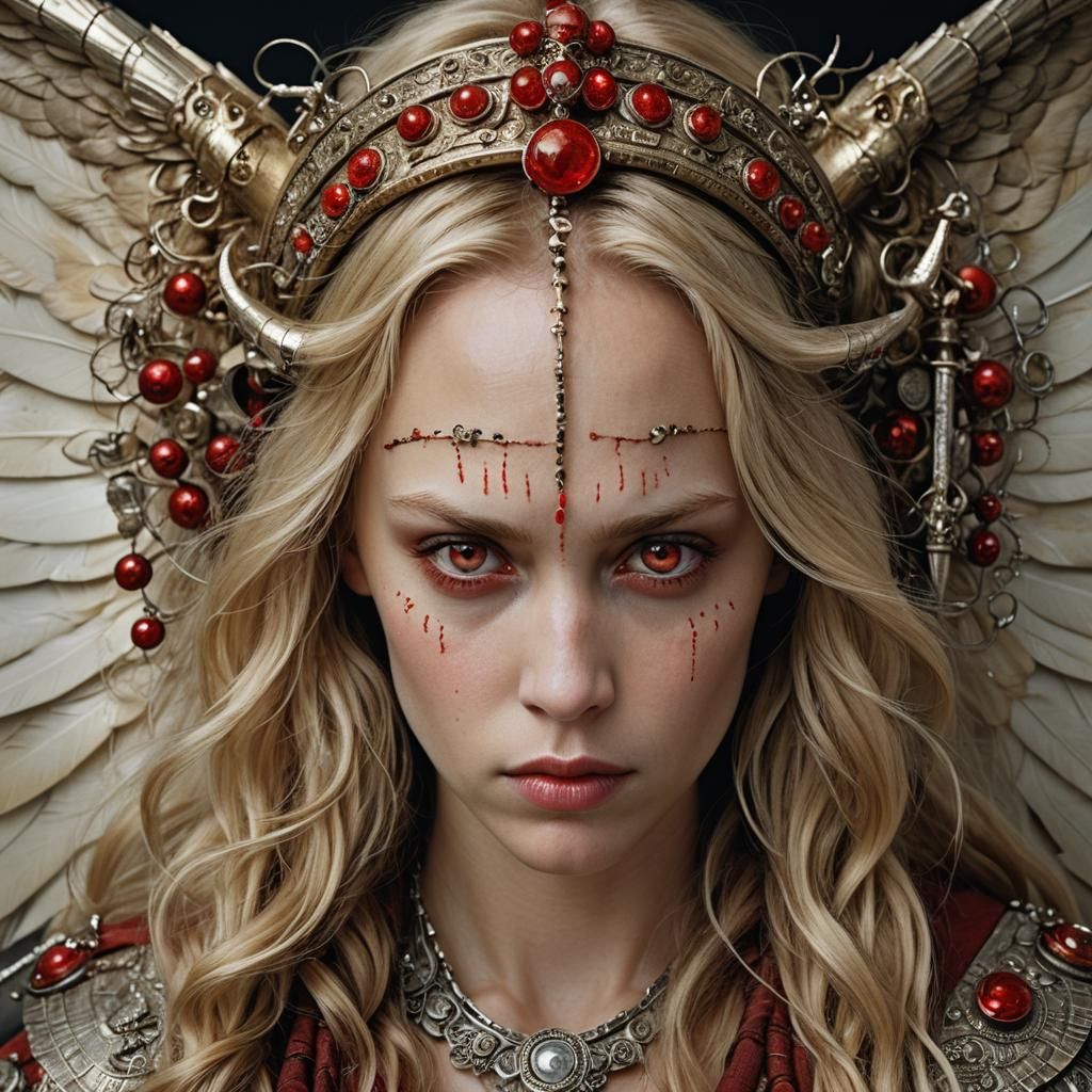 Pregnant Woman with Wings and Horns Portrait