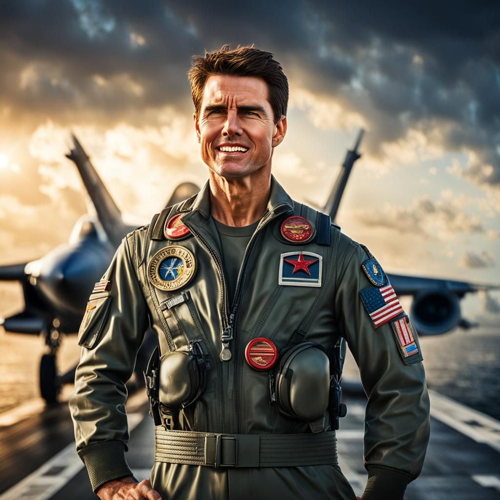 Tom Cruise as Maverick in Top Gun. AI image prompt in my tut...