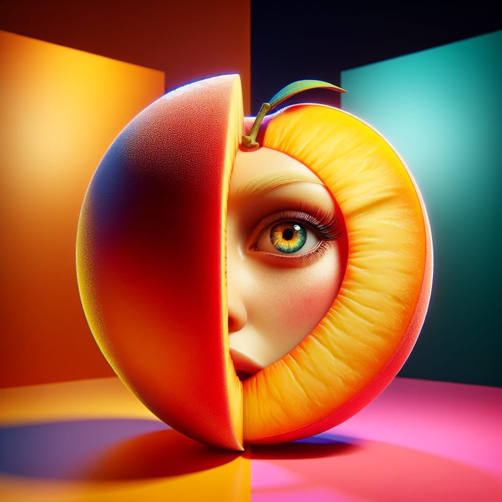 Hyperrealistic Peach with Hazel Eyes in 32k Unreal Engine