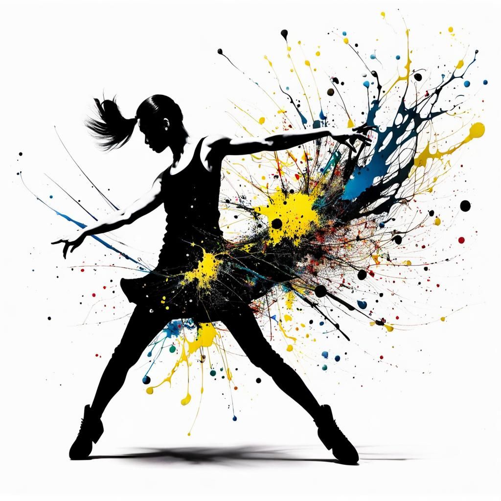 Ink Splatter Dancer in Abstract Expressionist Style