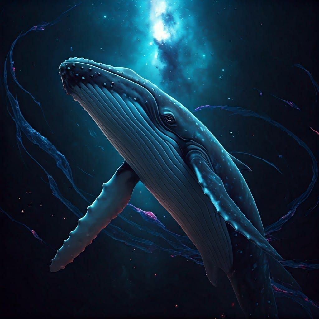 Fantastical Fairy Whales in Anime Style