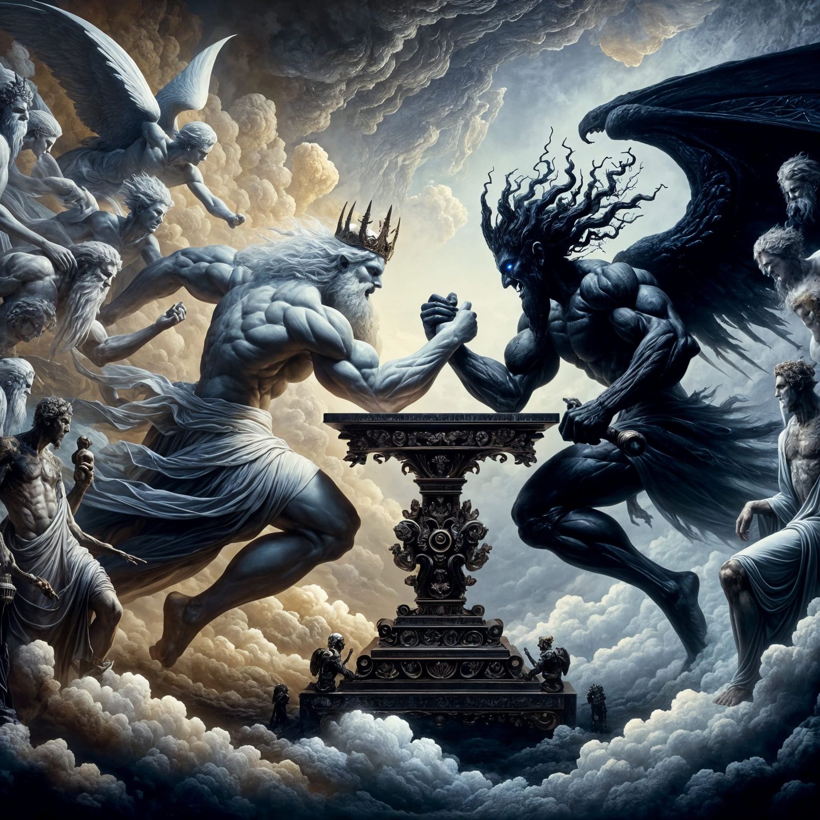 God vs Devil Arm Wrestle in Heaven